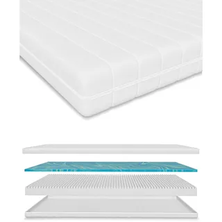 Schlaftroll Gelmatratze, Weiß, Textil, H2 + H3, Rechteckig, 140x200 cm, Oeko-Tex® Standard 100, Schlafzimmer, Matratzen Shop, Matratzen, Gelmatratzen