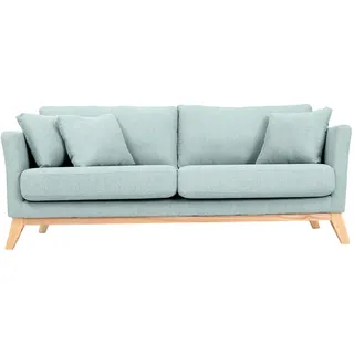 miliboo Sofa skandinavisch 3 Plätze Hellblau Holzbeine Oslo