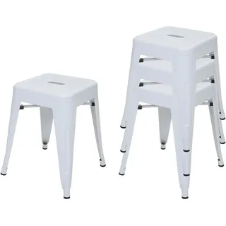 Mendler Hocker HWC-A73 Metall 39 x 46 x 39 cm Weiß