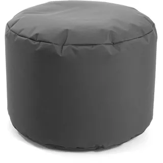 mokebo® Outdoor Pouf o. Hocker 60x40cm Anthrazit für Balkon & Garten 'Der Ruhestifter' Sitzhocker rund, Bodenkissen, Fußhocker, Sitzpouf, Puff, Beistelltisch m. EPS-Perlen Füllung, Indoor geeignet
