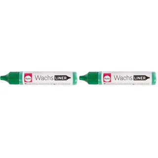 RAYHER HOBBY Rayher 31500430 Wachs-Liner, grün, Flasche 30 ml, zum Kerzen bemalen, Wachsstift, Flüssigwachs zum Malen direkt aus der Flasche, Piniengrün (Packung mit 2)