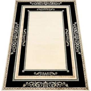 Belle Arti Teppich Teppich Wohnzimmer Flur Läufer Schwarz Gold Florenz K-Seide rutschfest, Rechteckig, Kurzflor Schlafzimmer Flur Läufer Viskose Seidenglanz Rund Orient Rechteckig | 200 cm x 280 cm