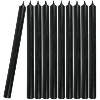 10 Stabkerzen Schwarz Durchgefärbt 28 cm Lang Tropffrei Premium