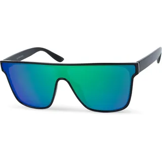 Stylebreaker Shield Sonnenbrille in Schwarz | Grün-Blau verspiegelt | Gr.: onesize