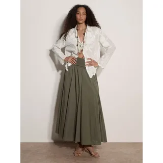 Apricot Maxirock Jersey-Bund Baumwollrock in Midi-Länge Elastischer Bund grün XS (34)