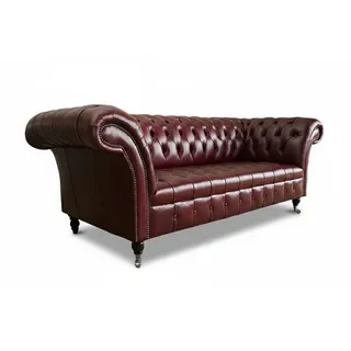 JVmoebel Chesterfield-Sofa Bordeaux Big Chesterfield Sofa aus 100% Leder in stilvollem Sofort, Made in Europa rot
