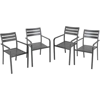 Garden Pleasure Treviso Stapelstuhl 55 x 63 x 88 cm anthrazit 4er Set