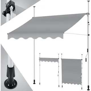 KESSER Klemmmarkise Klemmmarkise mit Handkurbel Balkon Markise, Balkonmarkise Markise grau 150 cm