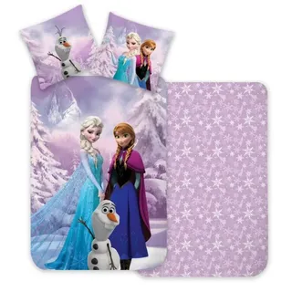BrandMac Bettwäsche Disney Frozen - Die Eiskönigin - Wende-Bettwäsche-Set, 135x200 & 80x80, Baumwolle, 100% Baumwolle lila