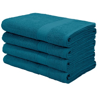 my home Duschtücher Juna, 4 Duschtücher 70x140, 100% Baumwolle, Set und als Serie, Walkfrottee (4-St), Handtuch-Set, mit Bordüre, Handtücher in Uni-Farben, weich blau