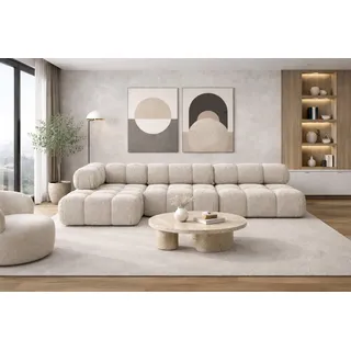 kaiser möbel Eckcouch Bouclé-Stoff 2-Sitzer Beige