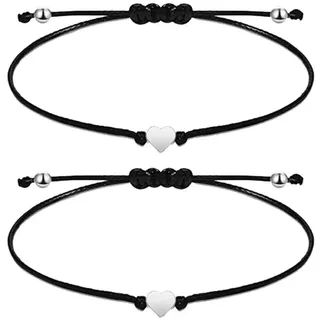 SJBAUTYO 2er Set Fußkettchen für Damen - Größenverstellbar mit Herzanhänger in Silber - Mehrfarbige Armbänder und Fußkettchen als perfekte Ergänzung für den Strand-Style