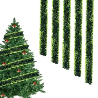 10M Girlande Weihnachten,Tinsel Girlande Metallisch,Weihnachtsdeko Girlanden,Weihnachten Lametta Girlande,Tannengirlande,Weihnachtsdeko für Christbaum,Tür Weihnachten Hochzeit Party Deko (B)