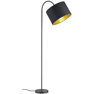TRIO Leuchten LED Bogenlampe, Dimmfunktion, LED wechselbar, Warmweiß, dimmbar-e Leselampe für Ecke mit Stoff Lampen-schirm Schwarz Gold schwarz