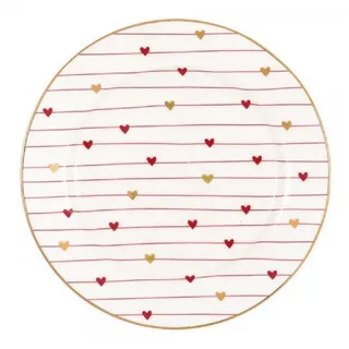 GREENGATE Dessertteller Weiß mit Herzen in Rot und Gold 15 cm 5er Set