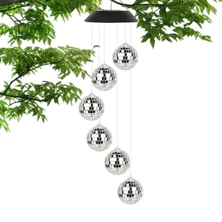 Disco-Spiegelkugellampe - Solar-Disco-Kugel-Lampe, Windspiel,Regenfestes Windspiel-Hängelicht, Außengarten-Yard-Dekoration für Outdoor-Garten-Yard-Dekoration Luckxing