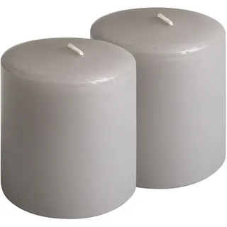 2er-Set Stumpenkerze Taupe – Rustikale Wachs Kerze, Ø 7 x 10 cm – Lange Brenndauer für festliche Anlässe, Advent, Weihnachten oder stimmungsvolle Deko