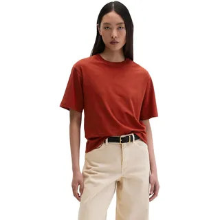 Marc O'Polo Damen, T-Shirt kurzarm - Rundhals, loose fit, Baumwolle-Modal-Mix Rot XL