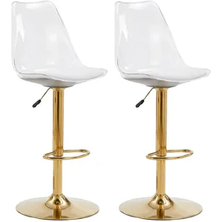 BARHOCKER 2er Set in Transparent & Gold 360° Drehung