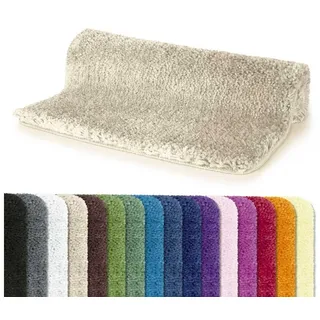 spirella Badematte HIGHLAND, Höhe 40 mm, Badteppich Hochflor, 100% Polyester Microfaser, Anti-Rutsch Beschichtung, für Fußbodenheizung geeignet, waschbar 40°, schnelltrocknend, Polyester, rechteckig, Rutschhemmende Unterseite aus Latex, Maschinenwaschbar, Schnelltrocknend beige rechteckig | Ø 0 cm x 55 cm x 65 cm x 40 mm
