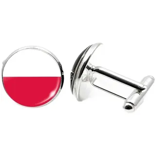 Polen Rot Und Weiß Gestreifte Flagge Runde Manschettenknöpfe Französisch Herren Klassischer Anzug Smoking Hemd Knopf Accessoire Für Hochzeit Geburtstag Business Party Abschlussschmuck Geschen