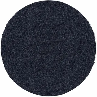 Teppium Moderner Hochflor Teppich Wohnzimmer 200 cm Rund Marineblau - Shaggy Flauschiger Teppich, Extra Weich, Pflegeleicht und Einfarbig - für Schlafzimmer, Küche und Esszimmer
