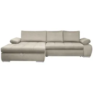 CARRYHOME Ecksofa, Beige, Textil, Uni, 4-Sitzer, Füllung: Schaumstoff, Ottomane links, L-Form, 294x173 cm, Stoffauswahl, seitenverkehrt erhältlich, Schlafen auf Sitzhöhe, Rücken echt, Wohnzimmer, Sofas , Couches, Wohnlandschaften, Ecksofas