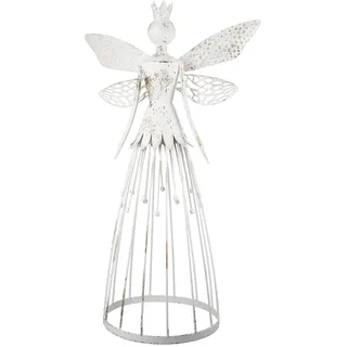 GILDE Figur Elfie Engel aus Metall - Creme-antikfinish - Höhe 60cm x Breite 36cm - Dekofigur
