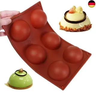 Wady 6 Halbkugeln, groß, Silikonform, flach, rutschfest, langlebig, für Kuchen u