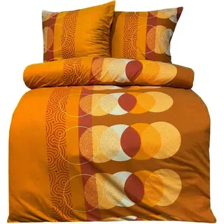 COFI 1453 Bettwäsche 2tlg. Fleece Bettwäsche 135 x 200 cm mit Reißverschluss orange