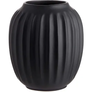 BUTLERS Blumenvase LIV Schwarze Keramik Vase Ø 12,5cm und 14cm hoch | Vintage Deko-Vase für Pampasgras und Trockenblumen | Vase für Tischdeko oder als Buchvase