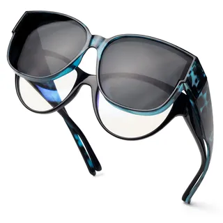 Face Shadow Polarisiert Überzieh Sonnenbrille über Normale Brille UV400 | Übergroß Überbrille für Brillenträger, für Damen Herren, Ultra Leicht für Fahren, Radfahren, Sport und Freizeit - Einheitsgröße