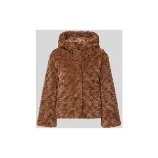 Jacke aus Kunstfell mit Kapuze, Cognac, 40