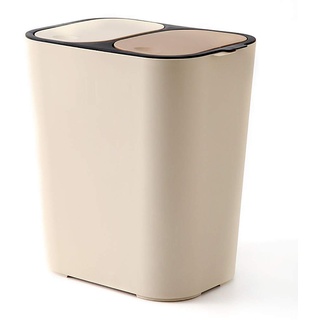 YLXD Abfalleimer,Doppel Mülleimer 2 Fach Trennsystem, mit Deckel Kunststoff Mülleimer,Inneneimer aus Kunststoff,für die Küche geruchsdichter Abfalleimer Mülltrennsystem