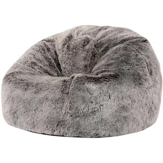 icon beanbags Icon Kingston Kunstfell Flauschig Sitzsack Kinder mit Füllung, Grau | In Deutschland Hergestellt, Flauschiger Kunstpelzstoff, Lesesessel für Spielzimmer und Schlafzimmer