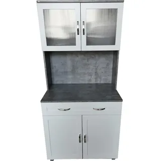 Hti-Living HTI-Living, Regal, Küchenbuffet mit Glasteil Beton Weiß Blanca