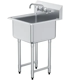 Vevor Edelstahl Spültisch Gewerbliche Spülbecken 533,4x457x1041mm Wasserhahn