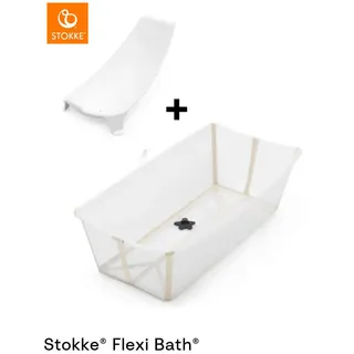Stokke Babybadewanne Flexi Bath Bundle, Beige, Transparent, Kunststoff, 40x24x80 cm, BPA-frei, Pflegen, Baden, Babybadewannen