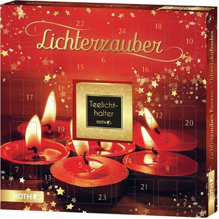 ROTH Kerzen-Adventskalender 'Lichterzauber' 2022 gefüllt mit Teelichtern und Duftkerzen, Motivkerzen-Kalender für die Vorweihnachtszeit