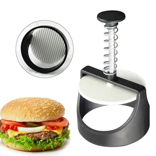 HAPPYGOU 1Pc Küche Runde Form Hamburger Presse Edelstahl Hamburger Patty Maker Presse Burger Fleisch Maker Form Küchenhelfer