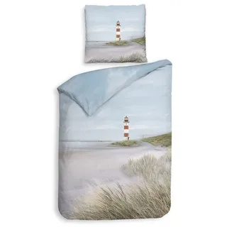 ZO HOME Bettwäsche Maritim, Renforcé, 3 teilig, Leuchtturm, Meer, Möwe blau