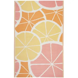 Outdoor Teppich 120x170 cm - Schnell Trocknend - Wetterfest - Zum Garten Balkon Terrasse - Zitronenmuster - Gelb