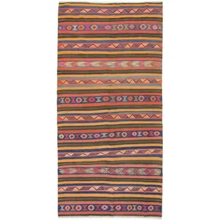 Orientteppich Perser Kelim Fars Azerbaijan Antik 321x154 Handgewebt Orientteppich, Läufer, Höhe: 4 mm blau|grau