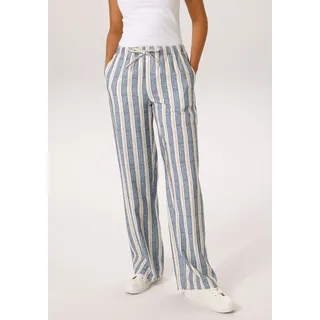 Aniston CASUAL Schlupfhose Casual Streifen-Dessin Beige/Jeansblau 46