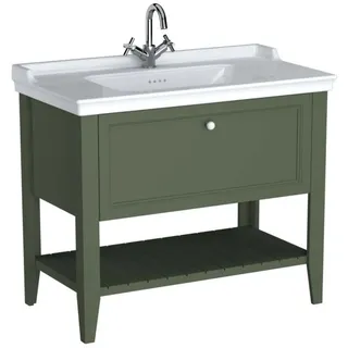 VitrA Valarte Waschtisch-Möbel-Set 65816 99,5x53x88cm, 1 Vollauszug, Korpus Vintage grün/Waschtisch weiß hochglanz
