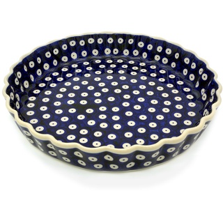 Bunzlauer keramik Tart-oder Quicheform 26,5 cm (Dekor Blau-Auge)
