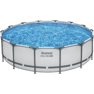 BESTWAY Steel Pro Max Frame Pool Set 427 x 107 cm lichtgrau inkl. Filterpumpe + Zubehör