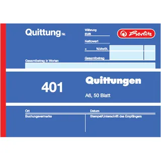 Herlitz Formularbuch Quittung A6 schwarz