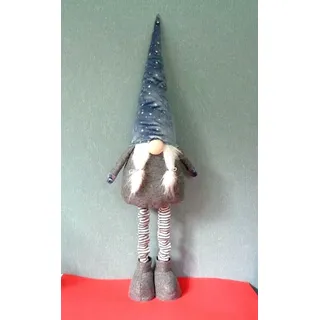 Wichtel 95/65x25x15cm blau/grau Wichtelfigur Weihnachtswichtel Teleskop Beine
