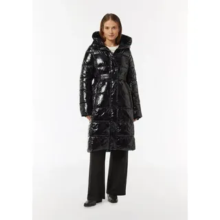 comma Wintermantel Outdoor-Mantel Puffermantel mit voluminösem Kapuzenkragen schwarz 36 EU